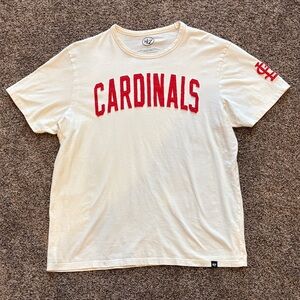 47 Brand Cardinals Tee in White with Red Raised Fabric Letters